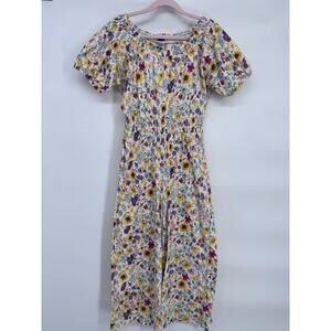 Old Navy Girls Floral Jumpsuit M (8) Short Sleeve Cotton Elastic Waist